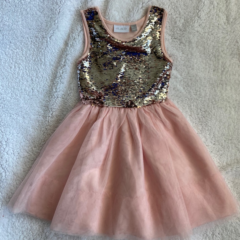 Girls sequenced pink dress